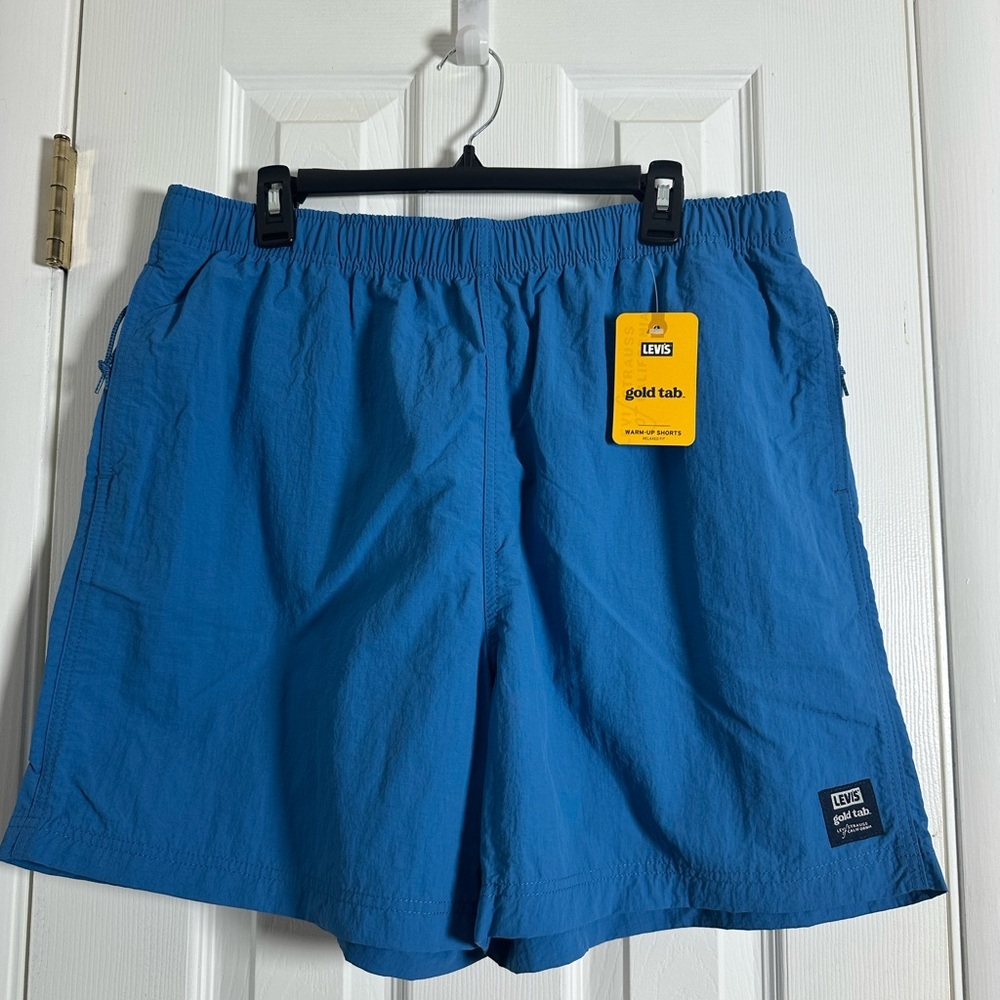 Levi’s Gold Tab Warm Up Shorts XL Men’s Blue Relaxed Fit Zip Pockets.